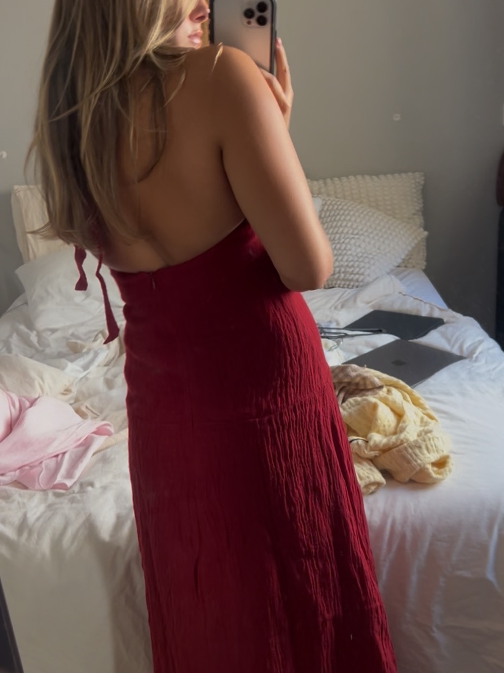 Massimo Dutti Red Halter Maxi Dress - Picture 7 of 8